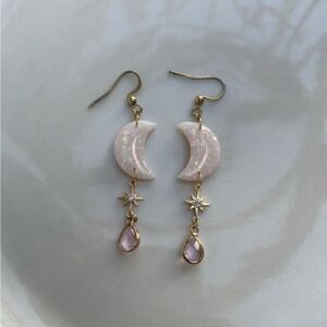 Elegant Moon and Star Drop Earrings